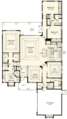 a black and white floor plan of a house with bedrooms and a 2 car garage