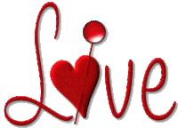 the word love is written with a red heart