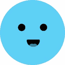 a blue circle with a smiling face and a red tongue sticking out .