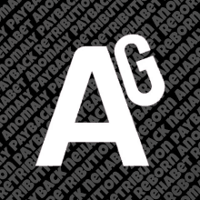 a black background with a white a and g on it