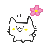 a white cat with a pink flower on its head