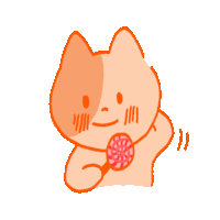 a cartoon drawing of a cat holding a red flower