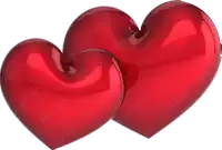 two red hearts on a white background with adobe stock in the corner