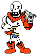 papyrus from undertale is holding a gun .