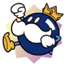 a cartoon character is wearing a crown and a beard .