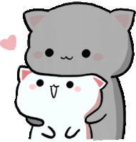 a cartoon drawing of two cats hugging each other