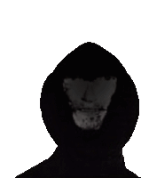 a person wearing a black hoodie with a skull on it