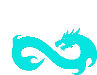 a blue infinity symbol with a dragon head