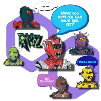 a group of robots with a speech bubble that says have you applied for your wl yet