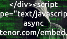 a man in a hoodie is surrounded by text that says ' / div > <script '