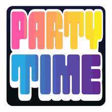 a colorful logo that reads party time