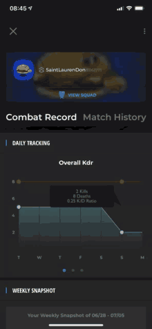 a phone screen shows the combat record and match history