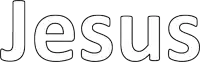 a black and white line drawing of the word jesus on a white background .