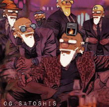 a group of cartoon characters with the name og satoshis written on the bottom