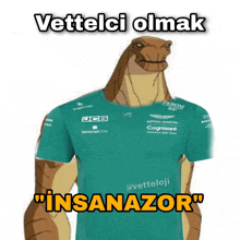 a cartoon of a camel wearing a t-shirt that says " vettelci olmak "