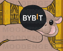 a cartoon drawing of an elephant with the word bybit in the middle