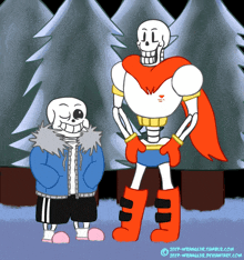 a cartoon drawing of sans and papyrus with the website jeep-wranglsr.tumblr.com at the bottom