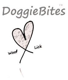 a drawing of a heart and the words woof and lick