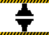 a black and yellow warning sign with a silhouette of a device