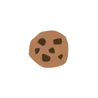 a drawing of a cookie with chocolate chips on a white background