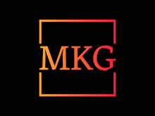 a logo for a company called mkg with a red and orange gradient