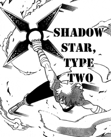 a black and white drawing of a person holding a star with the words shadow star type two below it