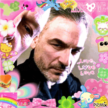 a picture of a man with the words love love love on the bottom right