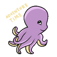 a purple octopus with the words adventure time written above it