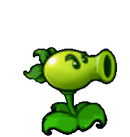 a cartoon drawing of a green plant with a large green eye