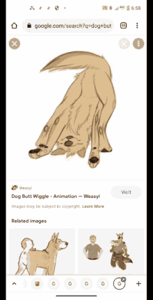 a phone screen shows a drawing of a dog laying on its back