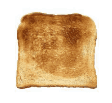 a slice of toasted bread is sitting on a white background .