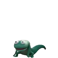 a green lizard with its mouth open and its tongue out