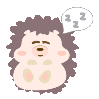 a drawing of a hedgehog with a speech bubble saying zzz