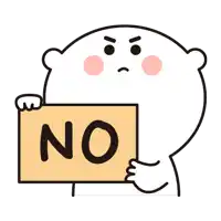 a cartoon character is holding a sign that says " no "