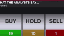 a screen showing buy hold and sell buttons