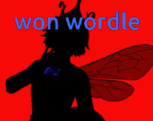 a silhouette of a person with wings and the words won wordle