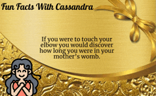 a gold background that says fun facts with cassandra on it