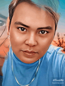 a close up of a man 's face with the website toonme.com in the corner