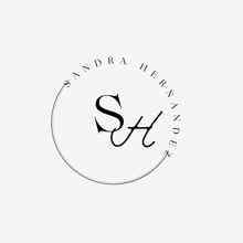 a logo for sandra hernandez shows the letter sh in a circle