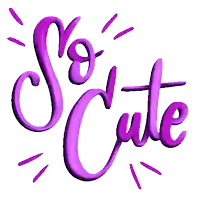 the word so cute is surrounded by hearts and dots