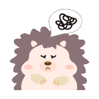 a cartoon hedgehog with a speech bubble above it