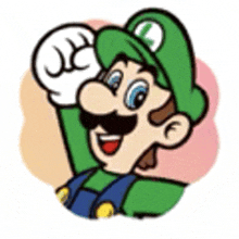 a cartoon of a man wearing a green hat and gloves is smiling and giving a thumbs up .