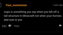 a screenshot of a comment on pornhub that says your_mommmm