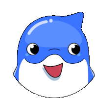 a cartoon drawing of a dolphin with a big smile