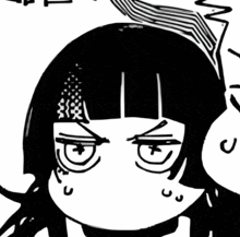 a black and white drawing of a girl with the words ' hahaha oh n good shut up ' written on it
