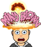 a cartoon of a man with an explosion coming out of his head and the word mind blown coming out of it