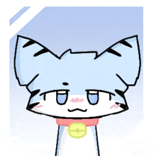 a drawing of a cat with a pink collar and a yellow circle around its neck