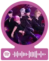 a spotify sticker with a picture of a group of anime characters