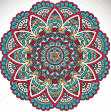 a colorful circular pattern with a star in the center on a white background