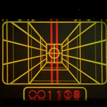 a computer screen shows a maze with a red circle in the middle and the number 001108